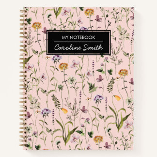 Personalized Wildflower Garden Floral Pattern Notebook