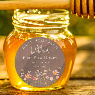 Personalized Wildflower Honey Jar Bee Apiary Brown Classic Round Sticker