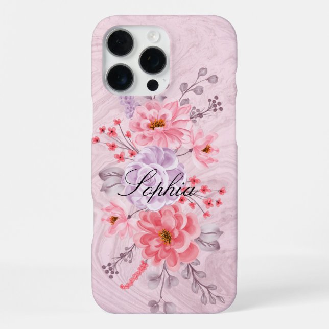 Personalized Wildflower iPhone 16 Pro Case (Back)