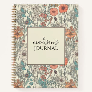 Personalized Wildflower Journal Notebook