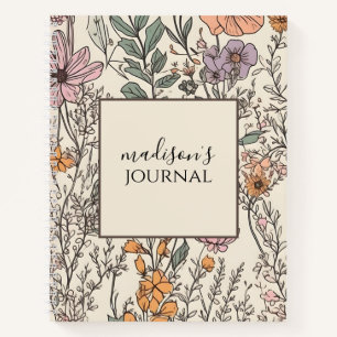 Personalized Wildflower Journal Notebook