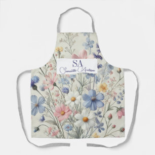 Personalized Wildflower Kitchen Apron   Initials