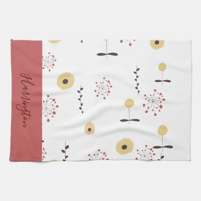 Personalized Wildflower Kitchen Towel  (Horizontal)