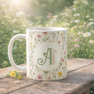 Personalized Wildflower Monogram Mug