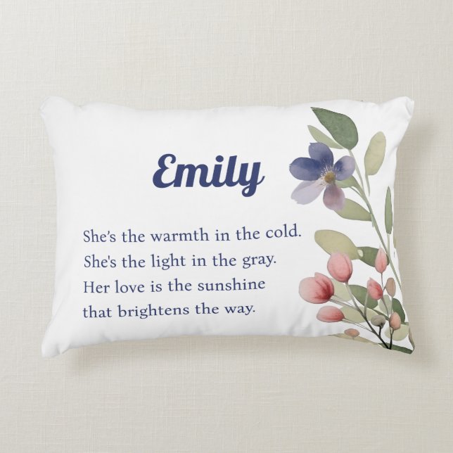 Personalized Wildflower Name Pillow - Gift for Her (Front)