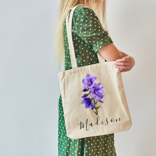 Personalized Wildflower Name Tote Bag