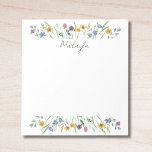 Personalized Wildflower Notepad<br><div class="desc">This floral Notepad features delicate watercolor wildflowers and foliage in pastel colours,  paired with stylish script typography.
Easily customizable.
Original Watercolor © Michele Davies.</div>