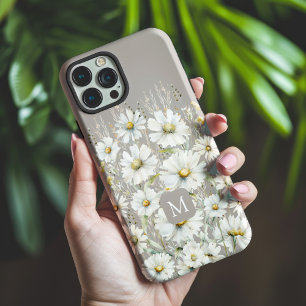 Personalized Wildflower Pattern on Beige iPhone 15 Pro Max Case