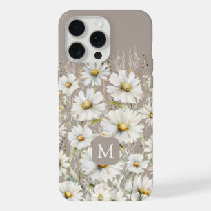 Personalized Wildflower Pattern on Beige iPhone 15 Pro Max Case