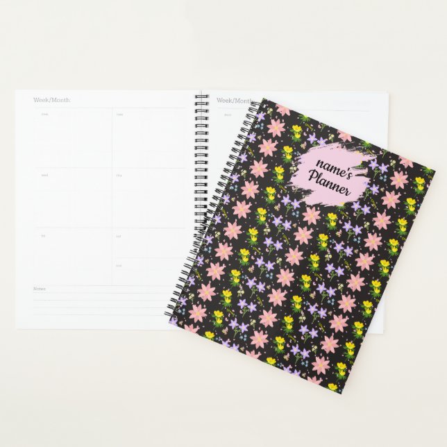 Personalized Wildflower Pattern Spiral Notebook Pl Planner (Display)