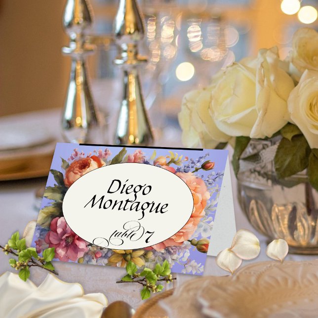 Personalized Wildflower Place Card - Sky Blue (Creator Uploaded)