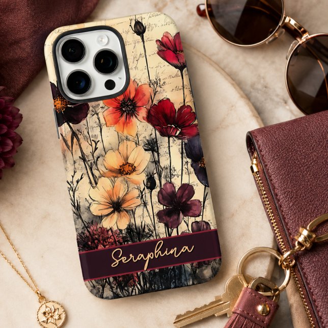 Personalized Wildflower Poppies Dark Red & Purple  Case-Mate iPhone Case (Creator Uploaded)