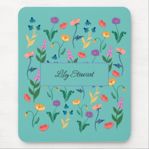  Personalized Wildflower Turquoise Mousepad