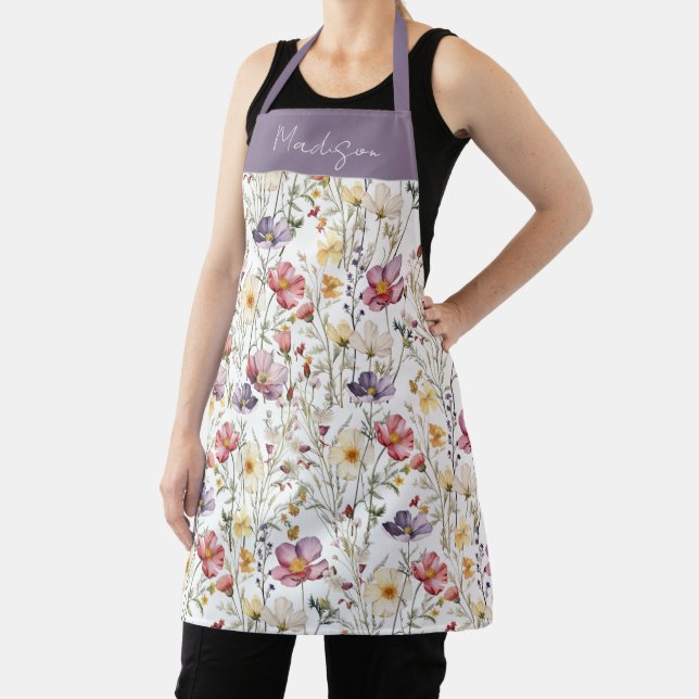 Personalized Wildflower Watercolor Botanicals  Apron (Insitu)