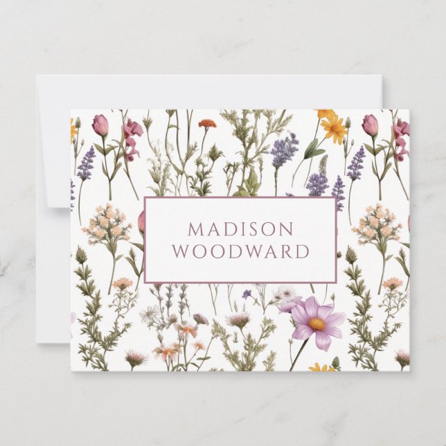 Personalized Wildflower Watercolor  Card (Front)