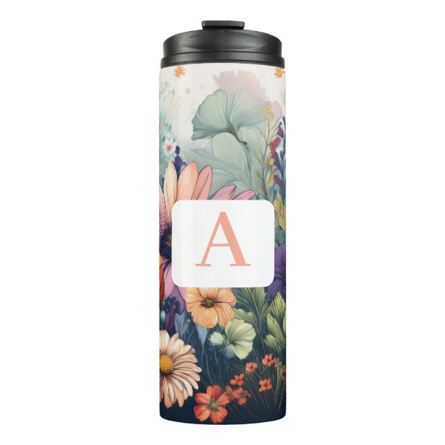 Personalized Wildflower  with Monogram Thermal Tumbler (Front)