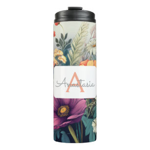 Personalized Wildflower with Name & Monogram Thermal Tumbler