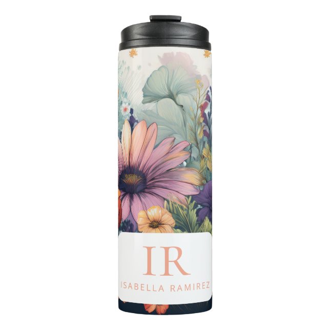 Personalized Wildflower  with Name & Monogram Thermal Tumbler (Front)