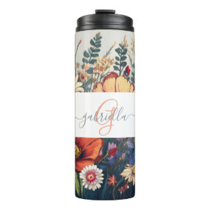 Personalized Wildflower with Name & Monogram Thermal Tumbler