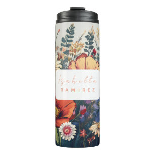 Personalized Wildflower with Name Thermal Tumbler