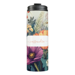 Personalized Wildflower with Name Thermal Tumbler
