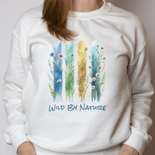 Personalized Wildflowers Brush Stroke Blue Green  Sweatshirt