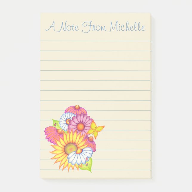 Personalized Wildflowers Post It Notes (Front)
