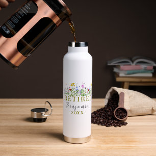Personalized Wildflowers Retirement, Floral Retire Water Bottle