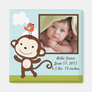 Personalized Wildlife Monkey Photo Frame Magnet