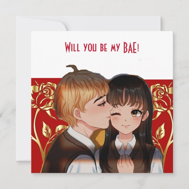 Personalized Will You Be My BAE Rustic Roses Card (Front)