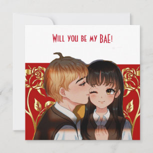 Personalized Will You Be My BAE Rustic Roses Card