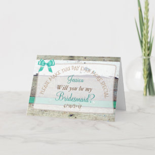 Personalized Will you be my Bridesmaid Rustic Card