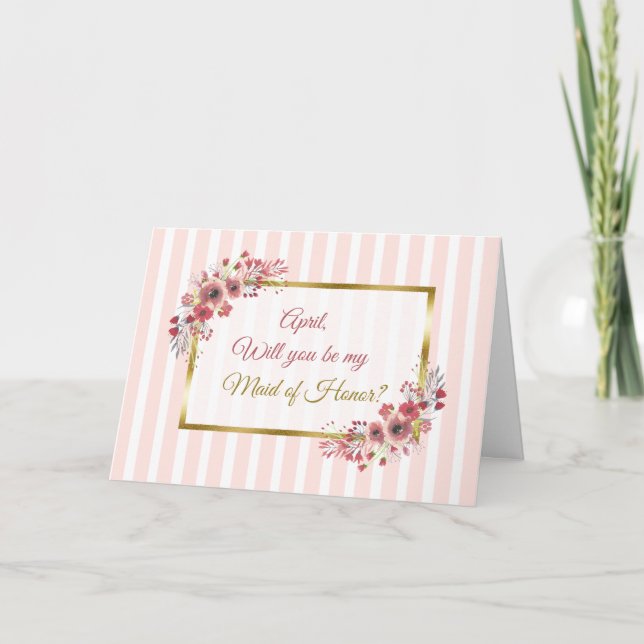 Personalized Will you be my Maid of Honour card (Front)