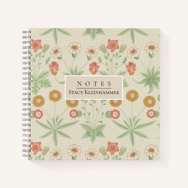 Personalized William Morris Vintage Floral Notebook (Front)