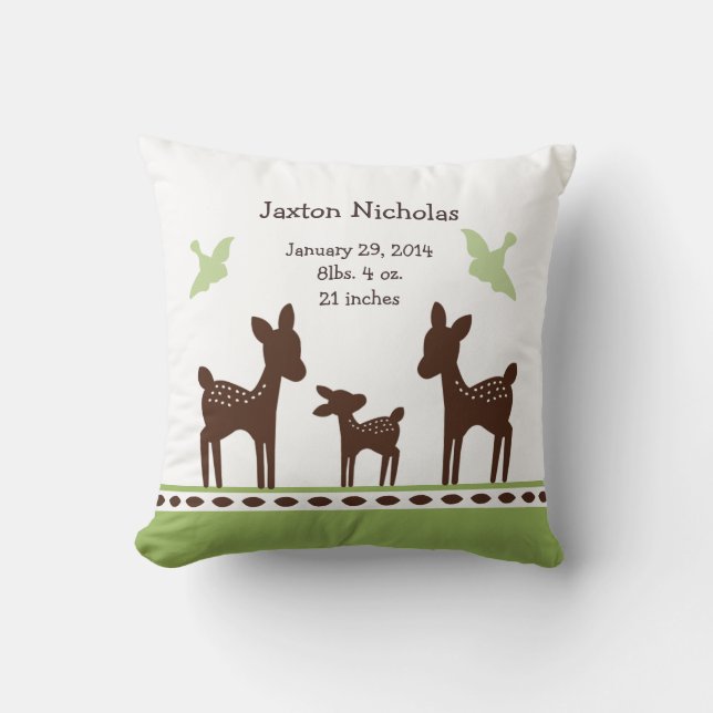 Personalized Willow Deer Family Pillow Keepsake (Front)