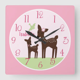 Personalized Willow Deer Girl Nursery Clock
