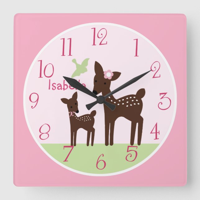 Personalized Willow Deer Girl  Nursery Clock (Front)