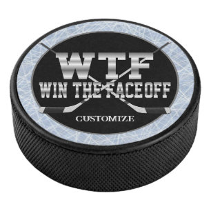 Personalized Win The Face-Off Hockey Puck