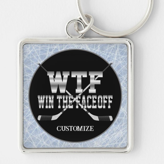 Personalized Win The Face-Off Keychain (Front)