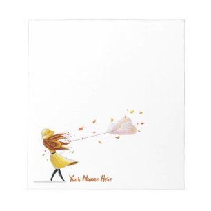 Personalized Windy Girl w/ Cloud Notepad