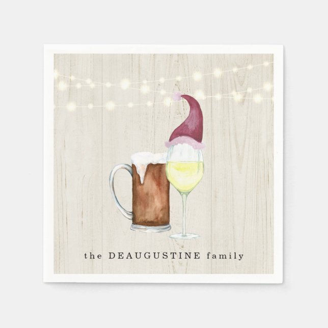 Personalized Wine and Beer & Holiday Cheer Napkin (Front)