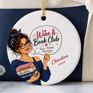 Personalized Wine Book Club Ornament Gift