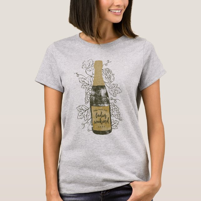 Personalized Wine Bottle and Grapevines T-Shirt (Front)
