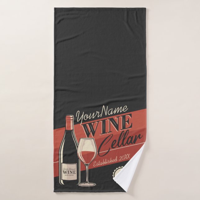 Personalized Wine Cellar Bottle Tasting Room Bar Bath Towel Set (Bath Towel)