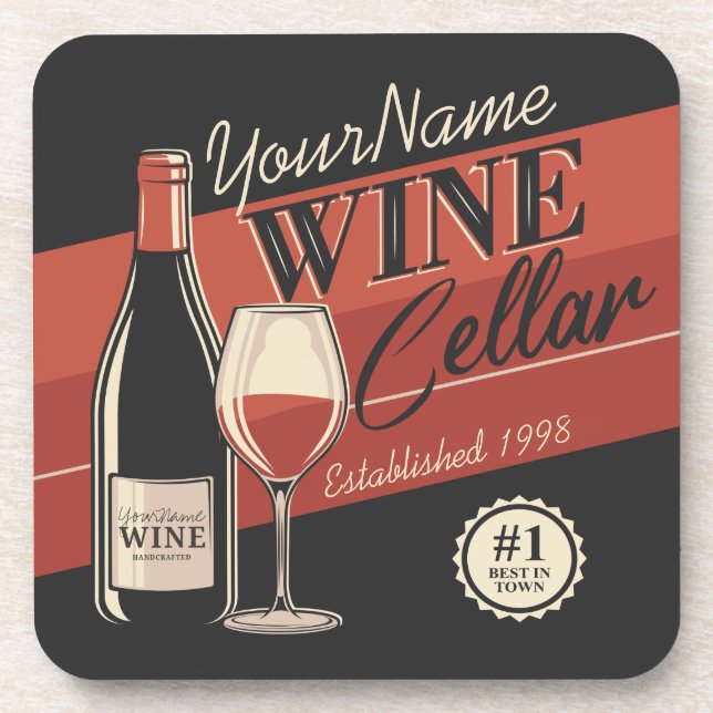 Personalized Wine Cellar Bottle Tasting Room Bar  Coaster (Front)