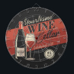 Personalized Wine Cellar Bottle Tasting Room Bar Dartboard<br><div class="desc">Personalized Wine Cellar Bottle Tasting Room Bar design,  featuring elegant wine bottle and glass. Customize with your Name or Custom Text!</div>