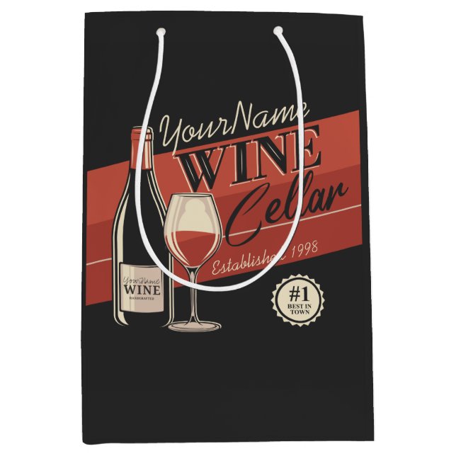 Personalized Wine Cellar Bottle Tasting Room Bar   Medium Gift Bag (Front)