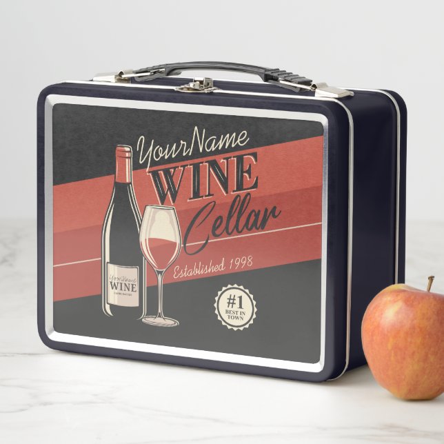 Personalized Wine Cellar Bottle Tasting Room Bar  Metal Lunch Box (In Situ)