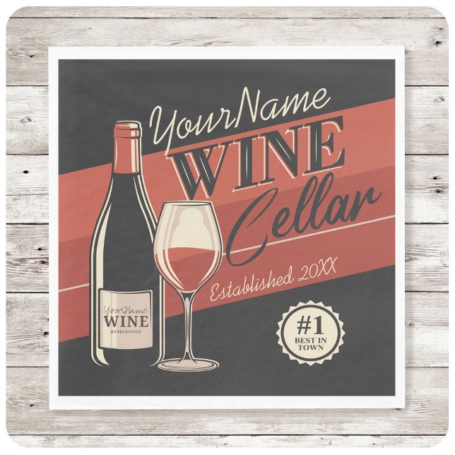 Personalized Wine Cellar Bottle Tasting Room Bar Napkin (Creator Uploaded)