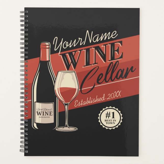 Personalized Wine Cellar Bottle Tasting Room Bar Planner (Front)